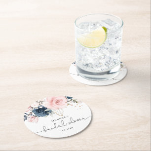 Dessous-de-verre Rond En Papier Douche à nuptiale rose pâle