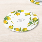 Dessous-de-verre Rond En Papier Douche nuptiale au citron  (Incliné)