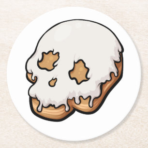 Dessous-de-verre Rond En Papier Doughnut de crâne doux et mortel