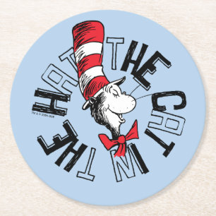Dessous-de-verre Rond En Papier Dr Seuss   Chat dans l'art rond Casquette