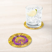 Dessous-de-verre Rond En Papier Dragon Damask (En situation)