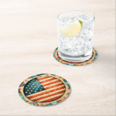 Dessous-de-verre Rond En Papier Drapeau (En situation)