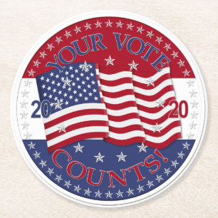 Dessous-de-verre Rond En Papier Drapeau américain 2020 Votre vote compte