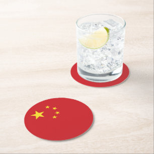 Dessous-de-verre Rond En Papier Drapeau chinois