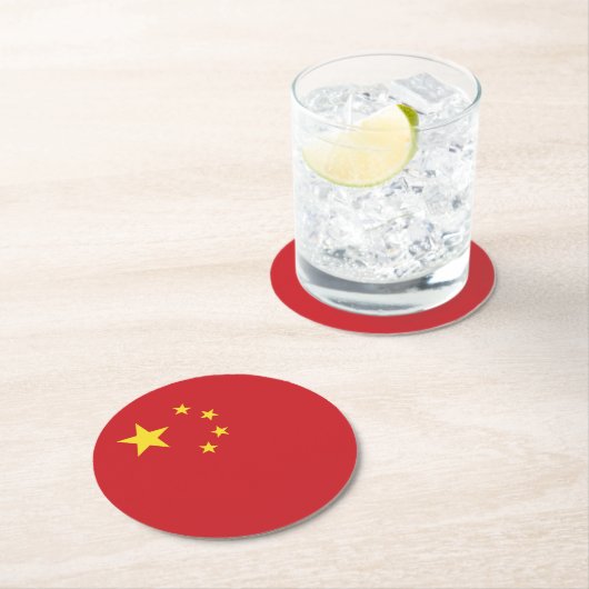 Dessous-de-verre Rond En Papier Drapeau chinois (En situation)