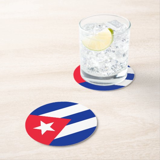 Dessous-de-verre Rond En Papier Drapeau Cuba (En situation)