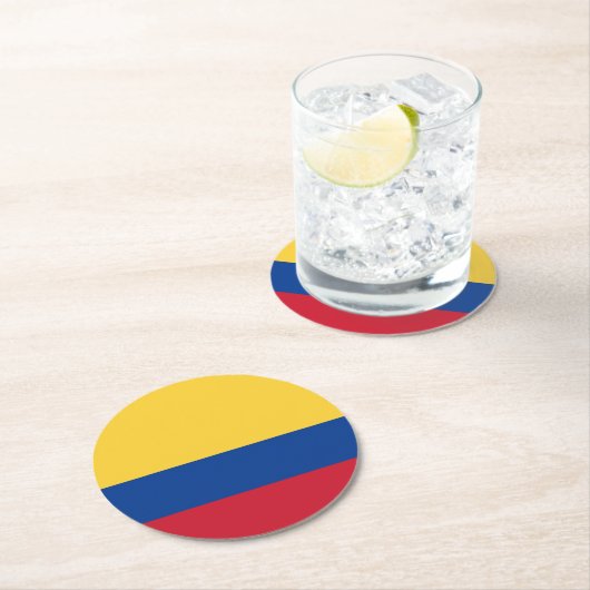 Dessous-de-verre Rond En Papier Drapeau de Colombie (En situation)