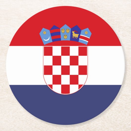 Dessous-de-verre Rond En Papier Drapeau de Croatie (Devant)