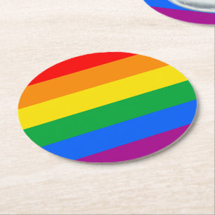 Dessous-de-verre Rond En Papier Drapeau de fierté arc-en-ciel LGBTQ+