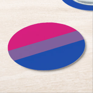 Dessous-de-verre Rond En Papier Drapeau de fierté bisexuel
