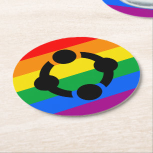 Dessous-de-verre Rond En Papier Drapeau de fierté de niche arc-en-ciel