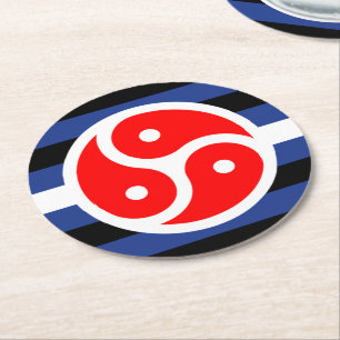 Dessous-de-verre Rond En Papier Drapeau de fierté de pratique en cuir