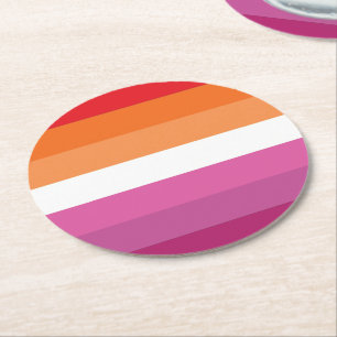 Dessous-de-verre Rond En Papier Drapeau de fierté lesbienne