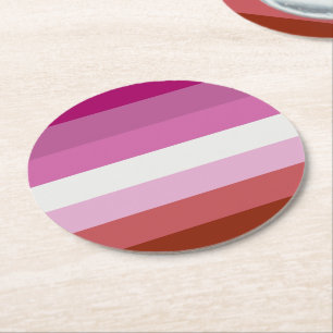 Dessous-de-verre Rond En Papier Drapeau de fierté lesbienne (Origine)