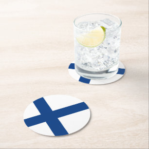 Dessous-de-verre Rond En Papier Drapeau de Finlande