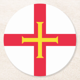 Dessous-de-verre Rond En Papier Drapeau de Guernesey