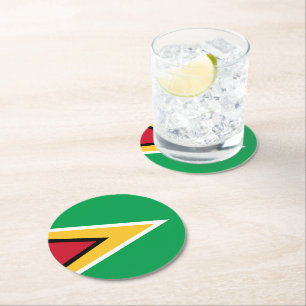 Dessous-de-verre Rond En Papier Drapeau de Guyana