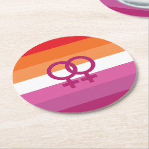 Dessous-de-verre Rond En Papier Drapeau de la fierté lesbienne WLW