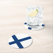Dessous-de-verre Rond En Papier Drapeau de la Finlande (En situation)