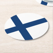Dessous-de-verre Rond En Papier Drapeau de la Finlande (Incliné)