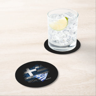 Dessous-de-verre Rond En Papier Drapeau de la Grèce