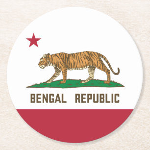 Dessous-de-verre Rond En Papier Drapeau de la République du Bengale de Tiger