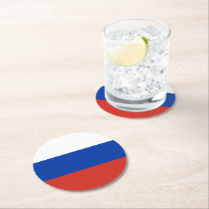 Dessous-de-verre Rond En Papier Drapeau de la Russie