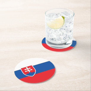 Dessous-de-verre Rond En Papier Drapeau de la Slovaquie