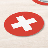 Dessous-de-verre Rond En Papier Drapeau de la Suisse (Incliné)