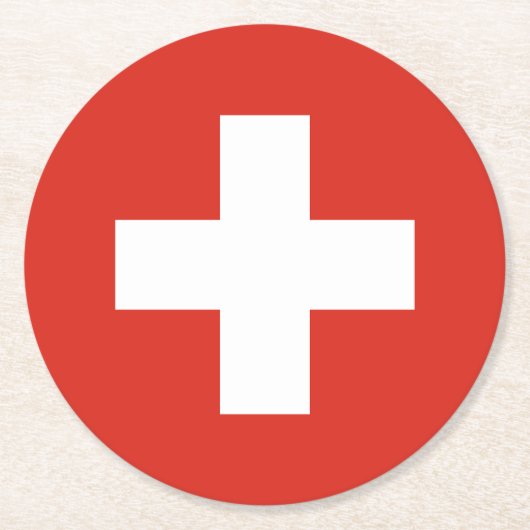 Dessous-de-verre Rond En Papier Drapeau de la Suisse (Devant)