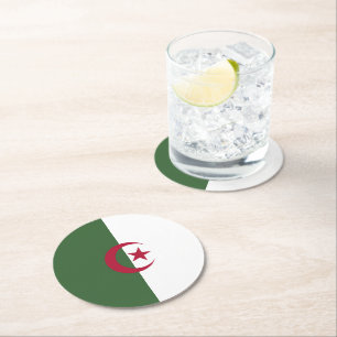 Dessous-de-verre Rond En Papier Drapeau de l'Algérie