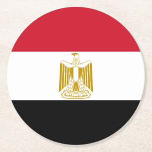 Dessous-de-verre Rond En Papier Drapeau de l'Égypte