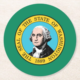 Dessous-de-verre Rond En Papier Drapeau de l'État de Washington