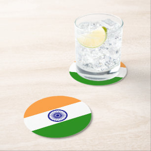 Dessous-de-verre Rond En Papier Drapeau de l'Inde