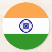 Dessous-de-verre Rond En Papier Drapeau de l'Inde (Devant)