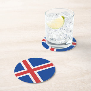 Dessous-de-verre Rond En Papier Drapeau de l'Islande
