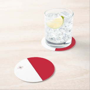 Dessous-de-verre Rond En Papier Drapeau de Malte