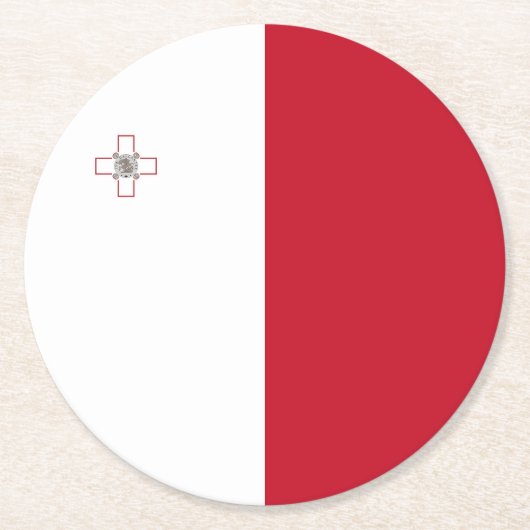 Dessous-de-verre Rond En Papier Drapeau de Malte (Devant)