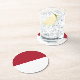 Dessous-de-verre Rond En Papier Drapeau de Monaco