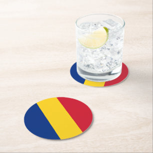 Dessous-de-verre Rond En Papier Drapeau de Roumanie