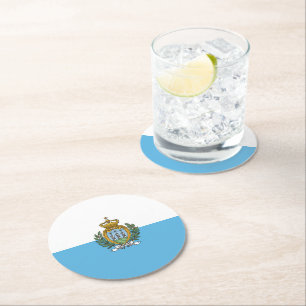 Dessous-de-verre Rond En Papier Drapeau de Saint-Marin