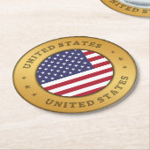Dessous-de-verre Rond En Papier Drapeau des États-Unis (Incliné)