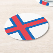 Dessous-de-verre Rond En Papier Drapeau des îles Féroé (Incliné)