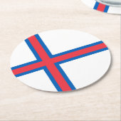 Dessous-de-verre Rond En Papier Drapeau des îles Féroé (Incliné)