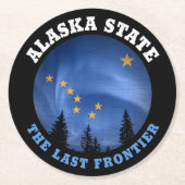 DESSOUS-DE-VERRE ROND EN PAPIER DRAPEAU D'ÉTAT D'ALASKA (Devant)