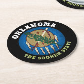 DESSOUS-DE-VERRE ROND EN PAPIER DRAPEAU D'ÉTAT D'OKLAHOMA (Incliné)