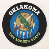 DESSOUS-DE-VERRE ROND EN PAPIER DRAPEAU D'ÉTAT D'OKLAHOMA (Devant)