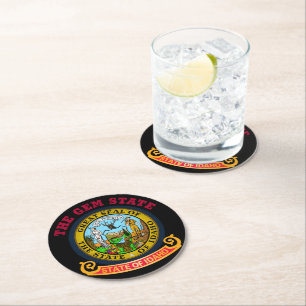 DESSOUS-DE-VERRE ROND EN PAPIER DRAPEAU D'ÉTAT IDAHO CROSSROADS