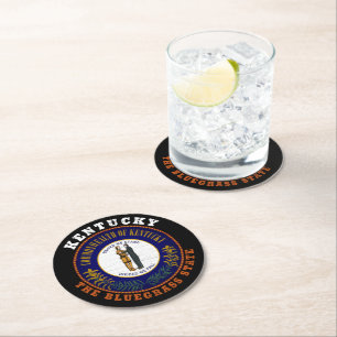 DESSOUS-DE-VERRE ROND EN PAPIER DRAPEAU D'ÉTAT KENTUCKY BLUEGRASS