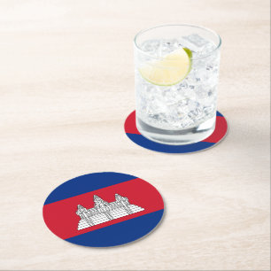 Dessous-de-verre Rond En Papier drapeau du Cambodge